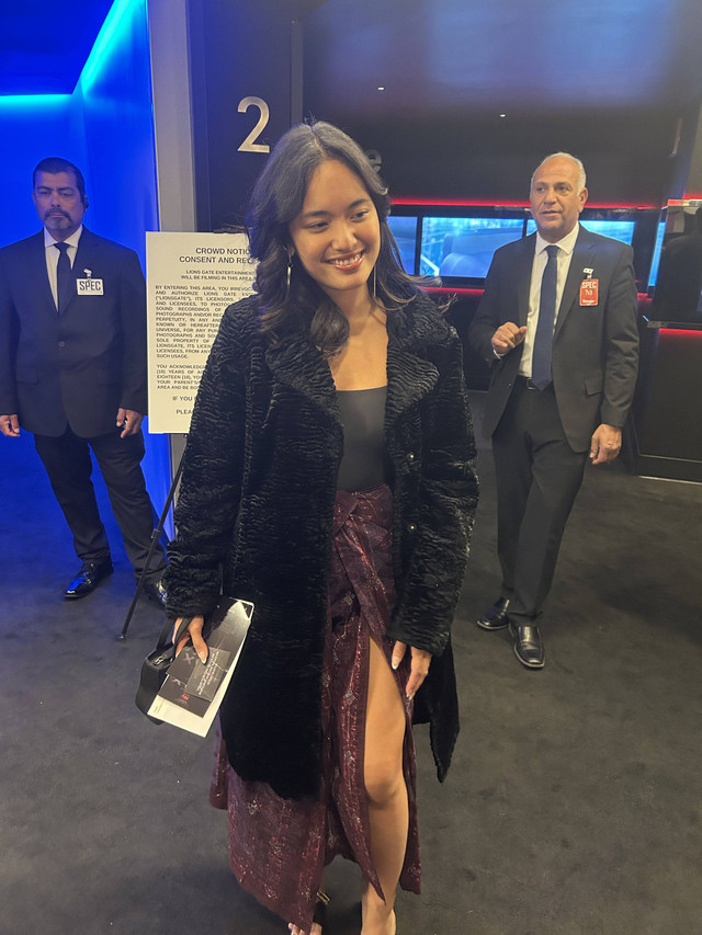 Arawinda Kinara di Gala Premier Badarawuhi di Desa Penari, Jumat (5/4/2024). Foto: Caroline Pramantie/kumparan