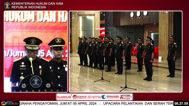 Rupbasan Mojokerto Hadiri Secara Virtual Upacara Pelantikan Pimpinan Tinggi Kemenkumham