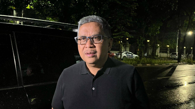 Sekjen PDIP Hasto Kristiyanto di kediaman Megawati Soekarnoputri, Kamis (12/4). Foto: Haya Syahira/kumparan