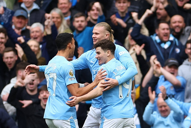 Man City vs Luton Town di Liga Inggris. Foto: Molly Darlington/REUTERS
