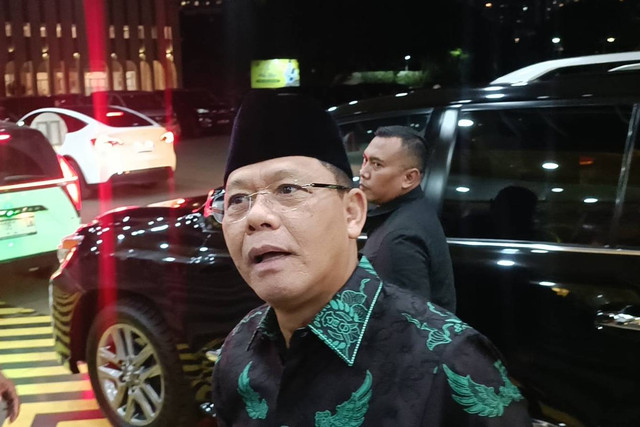 Plt Ketum PPP, Muhammad Mardiono hadiri acara Halal bi Halal di Kantor DPP Partai Golkar, Jakarta Barat, Senin (15/4/2024). Foto: Zamachsyari/kumparan