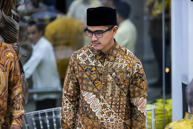 Ketum PSI Kaesang Pangarep hadiri di acara Halal Bil halal di DPP Golkar, Jakarta, Senin (15/4/2024).
 Foto: Iqbal Firdaus/kumparan