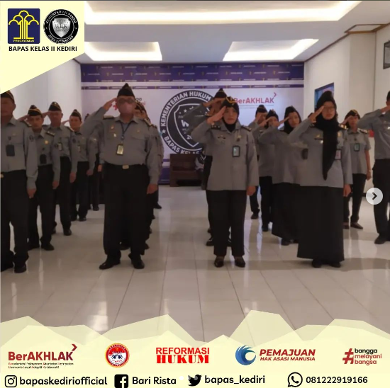 Awali Kerja Setelah Libur Lebaran dan Cuti Bersama, Pegawai Bapas Kediri ikuti Apel Pagi Pegawai dan Halal Bihalal Idul Fitri 1445H Kemenkumham secara virtual
