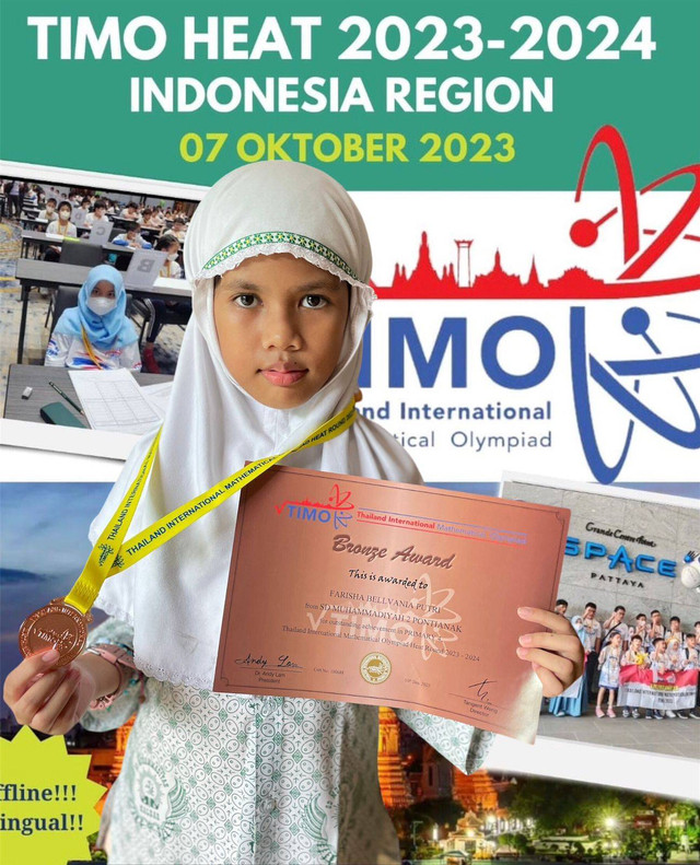 Farisha Bellvania Putri saat menangkan medali Bronze di olimpiade matematika tingkat nasional. Fotto: Dok. Istimewa