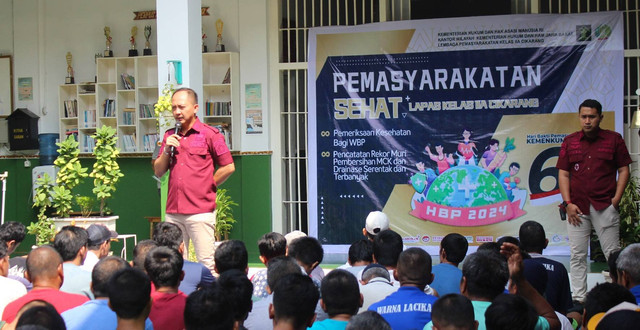 Kepala Kesatuan Pengamanan Lapas Cikarang memberikan himbauan terkait Pemasyarakatan Sehat