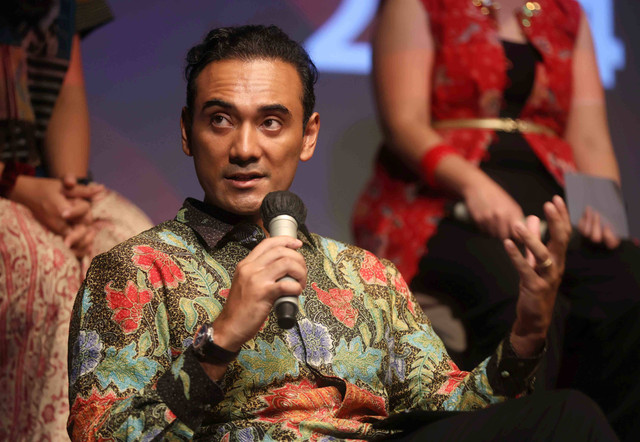 Artis Ario Bayu bersama Prilly Latuconsina dan sejumlah juri lainnya saat konferensi pers Peluncuran Festival Film Indonesia 2024 di Kawasan Senayan, Jakarta, Senin, (22/4/2024).  Foto: Agus Apriyanto