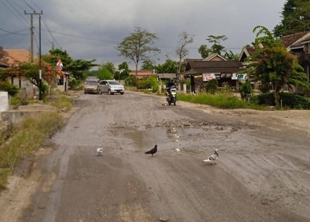 Penampakan Jalan Raya Pasar Mandala, Banjar Agung, Seputih Mataram, Lampung Tengah, Lampung. | Foto: Ist