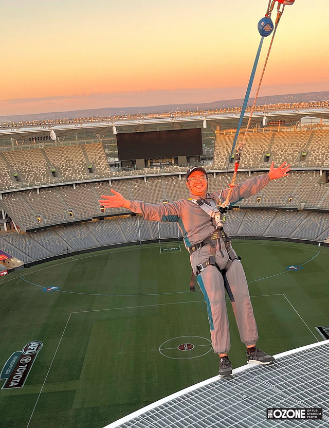 Tur memacu adrenalin di Optus Stadium. Foto: The Ozone Optus Stadium 