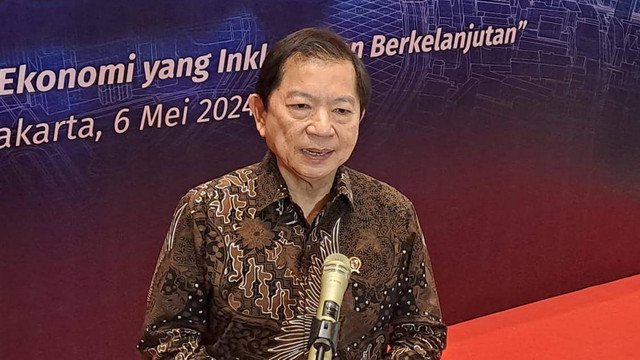 Menteri Perencanaan Pembangunan Nasional/Kepala Badan Perencanaan Pembangunan Nasional (PPN/Bappenas) Suharso Monoarfa dalam acara Musrenbangnas 2024 yang berlangsung di JCC, Senayan, Jakarta, Senin (6/5/2024). Foto: Ghifari/Kumparan