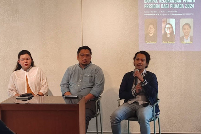 Diskusi Dampak Kecurangan Pemilu Presiden Bagi Pilkada 2024 di Rumah Belajar ICW pada Selasa (7/5/2024). Foto: Rachmadi Rasyad/kumparan