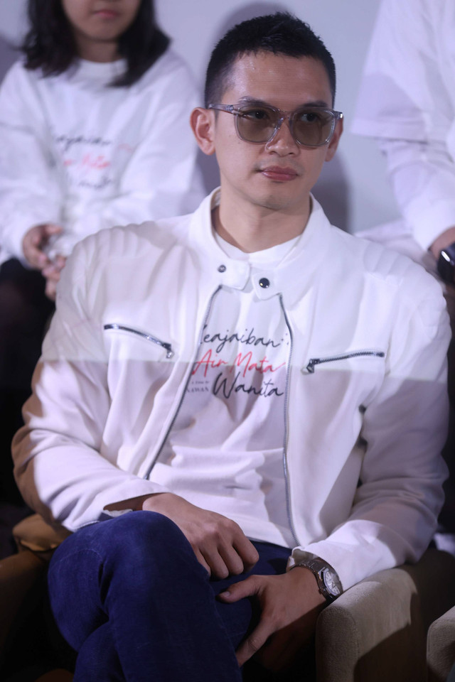 Rezky Aditya saat konferensi pers film Keajaiban Air Mata Wanita di Plaza Indonesia, Jakarta, Selasa, (7/5/2024). Foto: Agus Apriyanto
