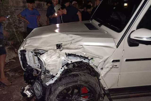 Mercedes-Benz G63 AMG bernopol BK 1 CEL usai menabrak, Rabu (8/5/2024). Foto: Dok. Istimewa