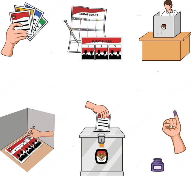 Ilustrasi Pemillu (Sumber : Shutterstock https://www.shutterstock.com/id/image-vector/indonesian-election-day-name-pemilu-pilpres-2370509535 )