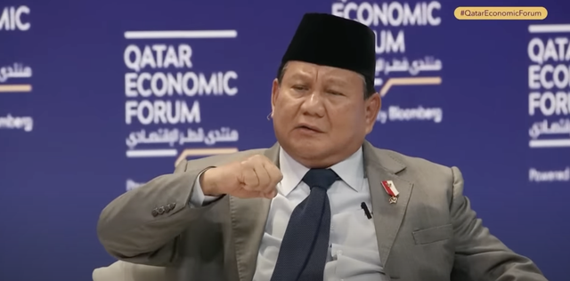 Presiden terpilih, Prabowo Subianto, dalam Qatar Economic Forum. Foto: Youtube Qatar Economic Forum