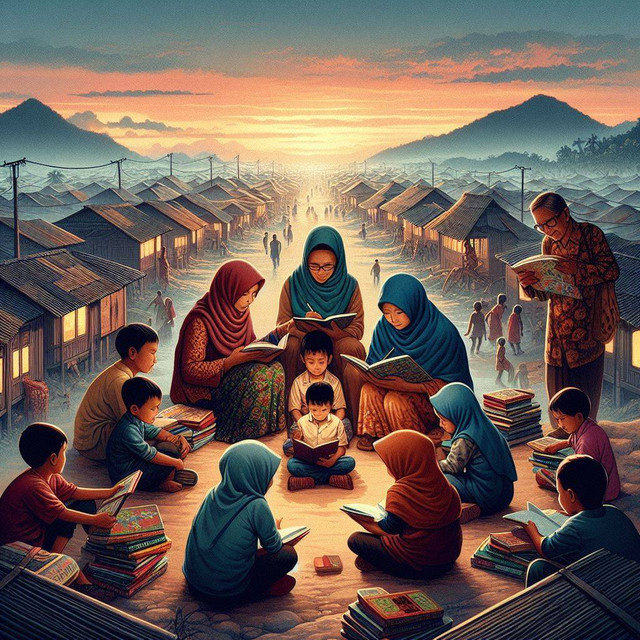 Budaya membaca bisa menjadi bagian dari identitas bangsa. Sumber : Gambar dibuat dengan Microsoft designer. 