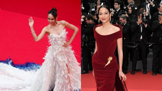 Cinta Laura dan Putri Marino hadiri Cannes Film Festival 2024 pakai gaun desainer lokal, Monica Ivena dan Stella Rissa. Foto: Stephane Mahe/Reuters, Alberto Terenghi/ipa