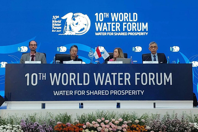 Wakil Sekretaris Jenderal PBB Armida Salsiah Alisjahbana dalam konferensi pers World Water Forum ke-10 di Bali Nusa Dua Convention Center (BNDCC), Selasa (21/5/2024).  Foto: Dok. Kemenkominfo