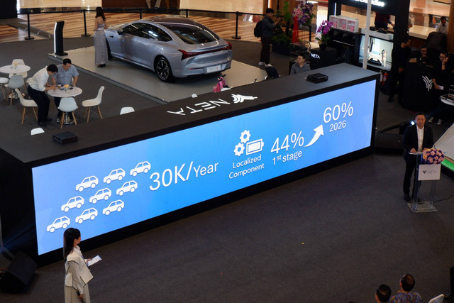 Peluncuran mobil listrik Neta V-II di PIM 3, Jakarta, Rabu (22/5/2024). Foto: Aditya Pratama Niagara/kumparan