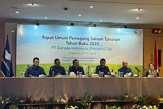 Rapat Umum Pemegang Saham Tahunan (RUPST) 2023 PT Garuda Indonesia (Persero), Rabu (22/5/2024). Foto: Fariza Rizky Ananda/kumparan