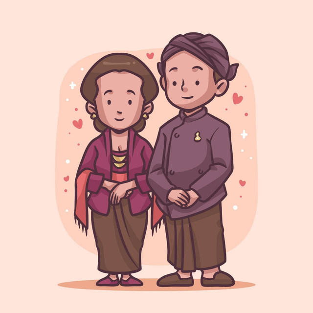 Ilustrasi Wanita Mengenakan Kebaya (Sumber: freepik free license, https://www.freepik.com/free-vector/hand-drawn-asian-couple-illustration_36245946.htm#fromView=search&page=1&position=0&uuid=62f6a059-ccb1-4a70-9db4-4d530d6f3d1f)