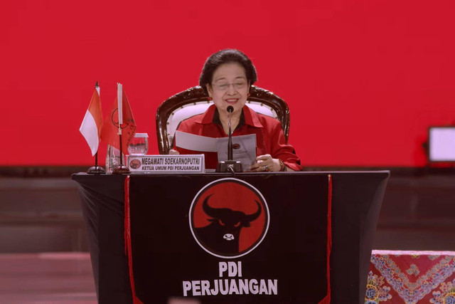 Megawati Soekarno Putri saat Penutupan Rakernas PDI Perjuangan di Jakarta Utara, Minggu (26/5/2024). Foto: Dok. Youtube PDI Perjuangan
