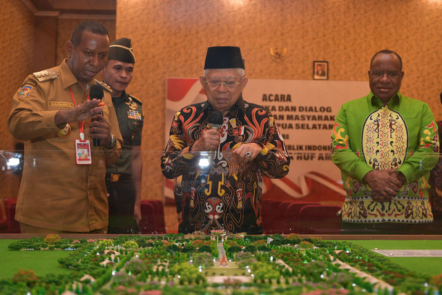 Wapres Ma'ruf Amin menghadiri Pencanangan Pembangunan Sentra Sarana dan Prasarana Pemprov Papua Selatan, di Merauke. Foto: BPMI Setwapres