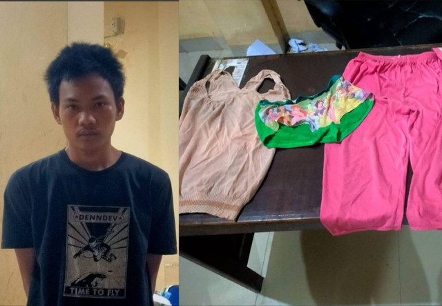 Pria bernama Epan beserta barang bukti yang diamankan polisi. (ist)