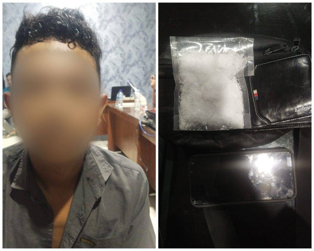 Kurir sabu dan barang bukti narkoba jenis sabu yang berhasil diamankan. | Foto: Dok Humas Polresta Bandar Lampung