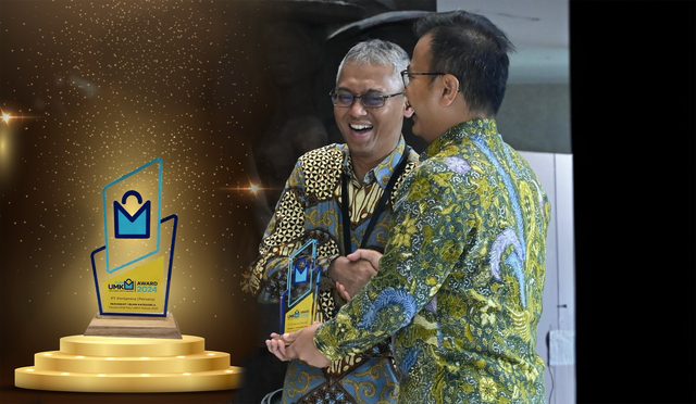 SVP Procurement PT Pertamina (Persero) Hery Murahmanta saat menerima penghargaan Pertamina sebagai BUMN dengan belanja Business to Business (B2B) terbaik untuk UMKM pada tahun 2023 pada kegiatan PaDi UMKM Pasar Digital UMKM Indonesia HYBRID EXPO 2024 & Conference yang diselenggarakan di Sarinah Thamrin, Jakarta. Kamis (11/07/2024). Foto: Dok. Pertamina