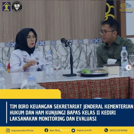 Tim Biro Keuangan Sekretariat Jenderal Kementerian Hukum dan HAM Kunjungi Bapas Kelas II Kediri Laksanakan Monitoring dan Evaluasi