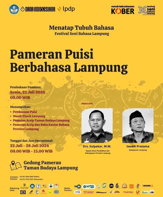 Flayer Pameran Puisi Berbahasa Lampung | Foto : Humas festival seni bahasa Lampung