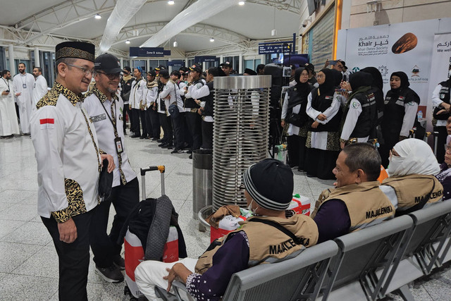 Pemulangan jemaah haji Kloter KJT-30 yang merupakan kloter terakhir ke Tanah Air dari Bandara Amir Muhammad bin Abdul Aziz (AMMA) Madinah, Arab Saudi menuju Bandara Kertajati di Jawa Barat, Indonesia, Senin (22/7/2024). Foto: MCH 2024