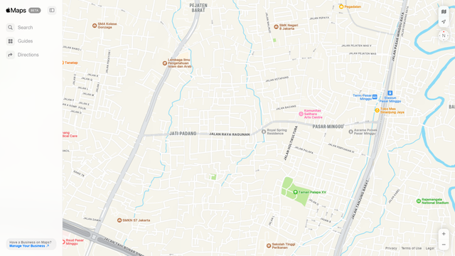 Penampakan Apple Maps versi website di browser Chrome. Foto: Screenshot/kumparan