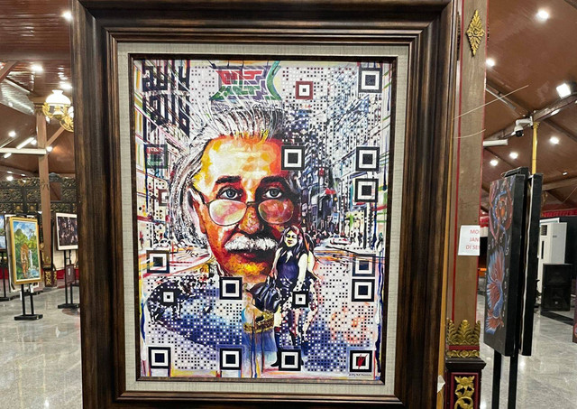 Lukisan Albert Einstein karya seniman asal Surabaya, Mr D. Foto: Dok. pribadi