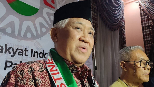Din Syamsuddin memberi tanggapan soal tewasnya pimpinan Hamas, Ismail Haniyeh di kawasan Jakarta Selatan, Rabu (31/7/2024). Foto: Rachmadi Rasyad/kumparan