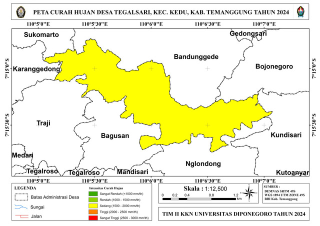 Sumber : Intragram @pemdestegalsarikedu. Peta Curah Hujan Desa Tegalsari.