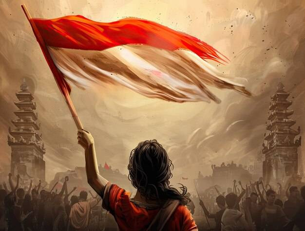lIlustrasi foto orang memegang bendera merah putih/Shutterstock 