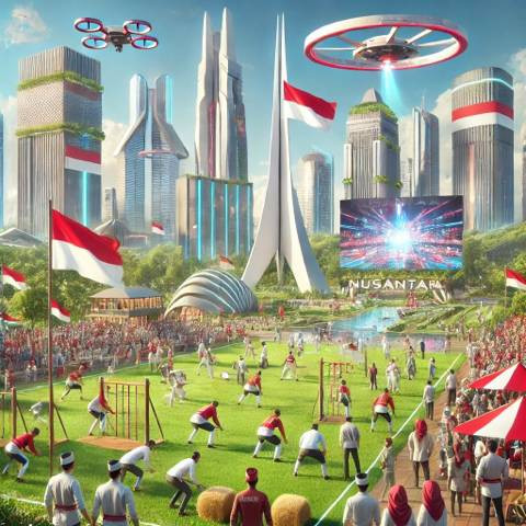 ilustrasi gambar pada hari kemerdekaan 17 Agustus 2024 di IKN, gambar hanya ilustrasi, Edit by: Darwin Sihombing