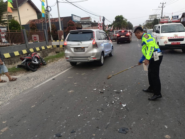 Lokasi kejadian  di Jalan Lintas Barat Sumatera, tepatnya depan SPBU Wates, Gadingrejo, Pringsewu. | Foto: Dok Humas Polres Pringsewu