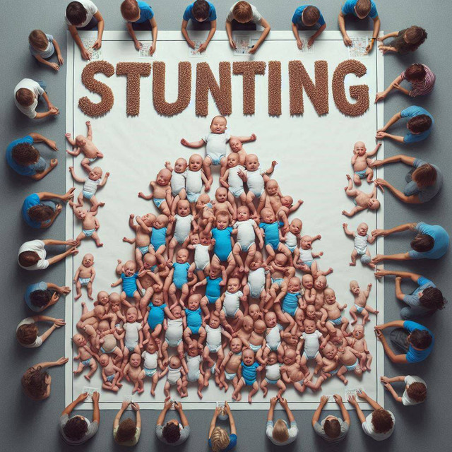 Ilustrasi bayi stunting (Sumber: Bing ai image generator)