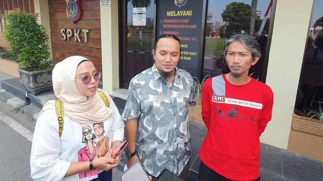 Pengurus Komunitas Rental Motor Indonesia di Polda DIY, Selasa (13/8). Foto: Panji P/kumparan