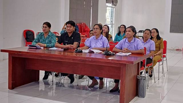 Pelaksana Posyandu Anggrek di Kampung Bumbiha saat mengikuti tahapan verifikasi dokumen Posyandu Berprestasi Tingkat Naional tahun 2024.