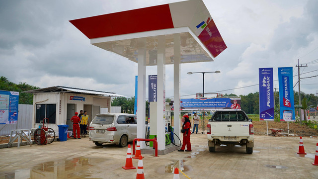 Mini SPBU yang dibangun Pertamina dalam merayakan HUT ke-79 RI di IKN. Foto: Dok. Pertamina