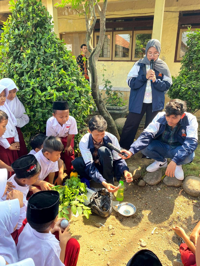 Foto dokumentasi kegiatan edukasi dan demonstrasi proses penamaan TOGA di SD Negeri Wonoyoso, Pekalongan (Sumber : Dokumentasi Pribadi