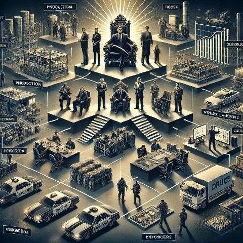 ilustrasi terorganisirnya kartel narkoba, dari AI Image Generator, ChatGPT