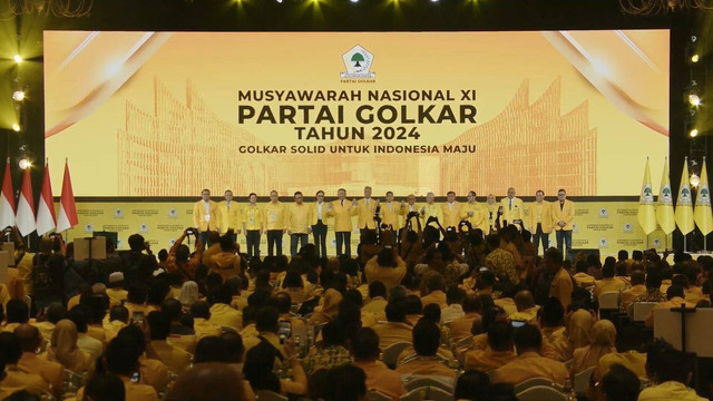 Suasana pembukaan Munas XI Partai Golkar di Jakarta Convention Center, kompleks Gelora Bung Karno, Jakarta, Selasa (20/8/2024). Foto: Youtube/ Golkar Indonesia