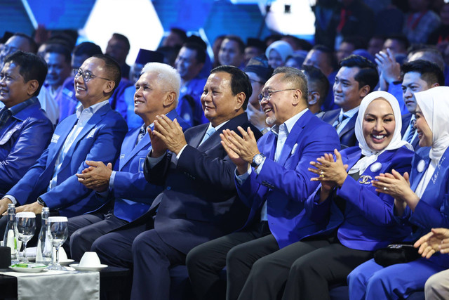 Presiden terpilih 2024-2029 Prabowo Subianto saat menghadiri Penutupan Kongres ke-6 Partai Amanat Nasional (PAN) di Jakarta, Sabtu (24/08).  Foto: Dok. Istimewa