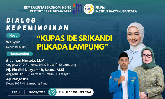 Dialog kepemimpinan kupas ide srikandi Pilkada Lampung yang akan di gelar pada Rabu (18/9) | Foto : Ist