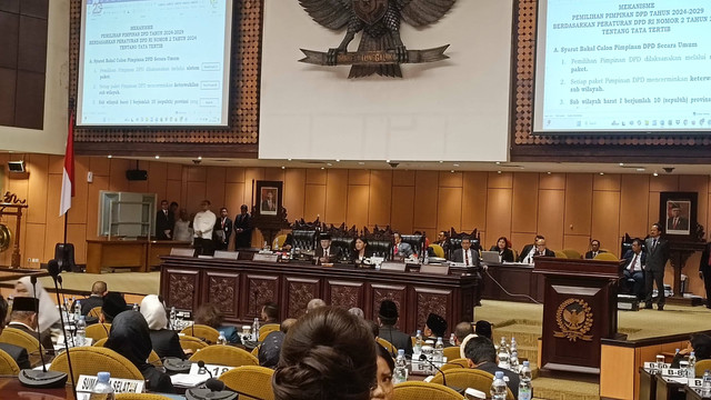 Suasana sidang pemilihan pimpinan DPD RI, Selasa (1/10/2024). Foto: Thomas Bosco/kumparan