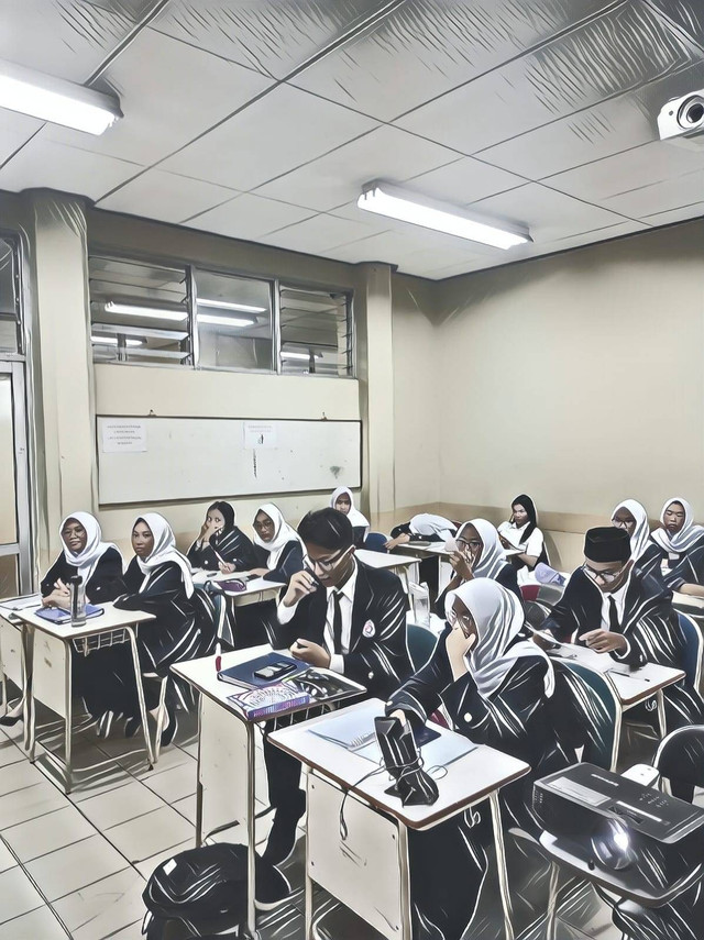 Kegiatan Perkuliahan di kelas dengan editing menggunakan aplikasi Toonapp